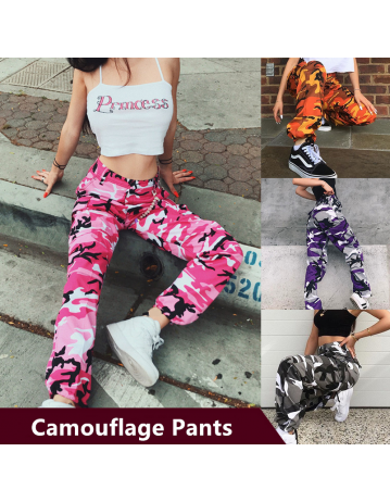 Fashion Casual Camouflage Trousers Women Streetstyle Pants