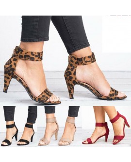 Womens Kitten Mid Heels Ankle Strap Shoes