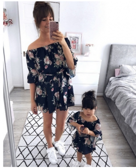 Mother Daughter Summer Off Shoulder Floral Dress