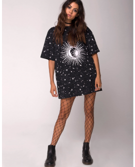 Punk Gothic Women Fashion T-shirt Casual Dress