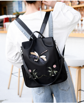 3D Embroidered Dragonfly Women Backpack Travel Bags